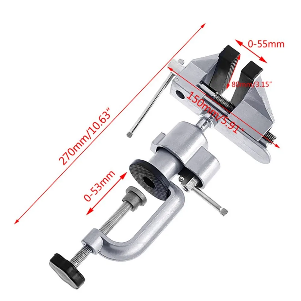 2 in 1 Table Vise Bench Vice Aluminium Alloy 360 Degree Rotating Universal Vise Precise Mini Vise Clamp Alloet