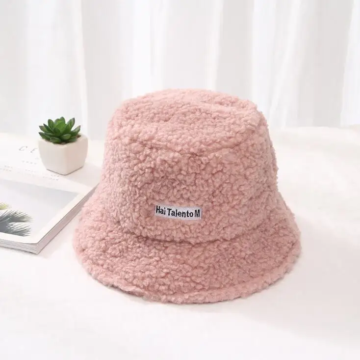 Fashion Winter Hat for Women Fur Bucket Warm Caps Letter Panama Black White Vintage Fisherman bucket Hats шапка женская