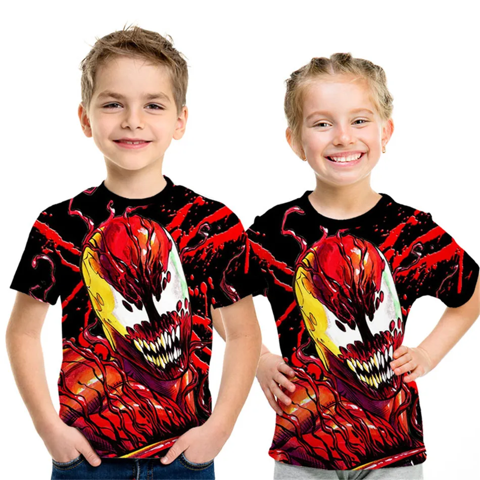 Коллекция года, летняя детская футболка с рисунком аниме «фильм 3D» Venom Дэдпул паук, футболка с принтом черепа для мальчиков и девочек Детские футболки, топы, От 4 до 12 лет