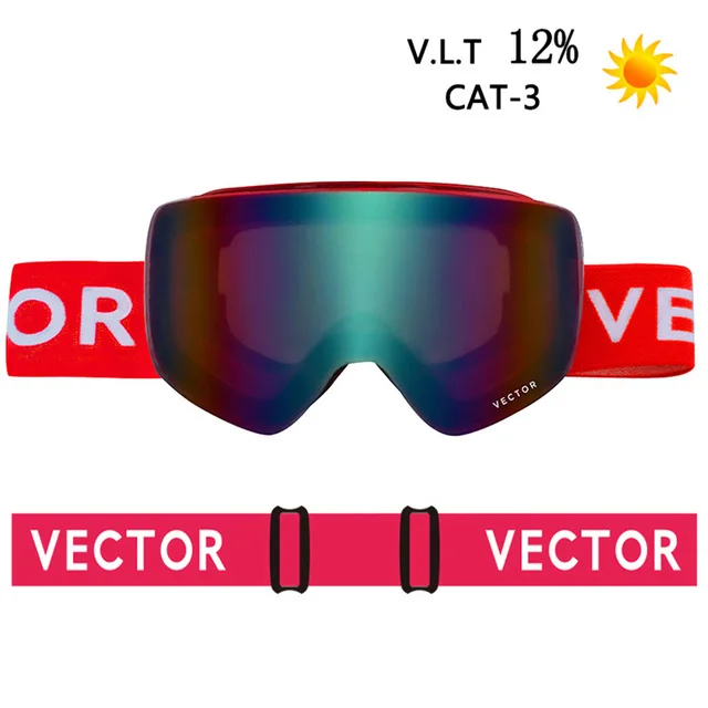VECTOR Brand Ski Goggles Men Women Double Lens UV400 Anti-fog Skiing Eyewear Snow Glasses Adult Skiing Snowboard Goggles - Цвет: red