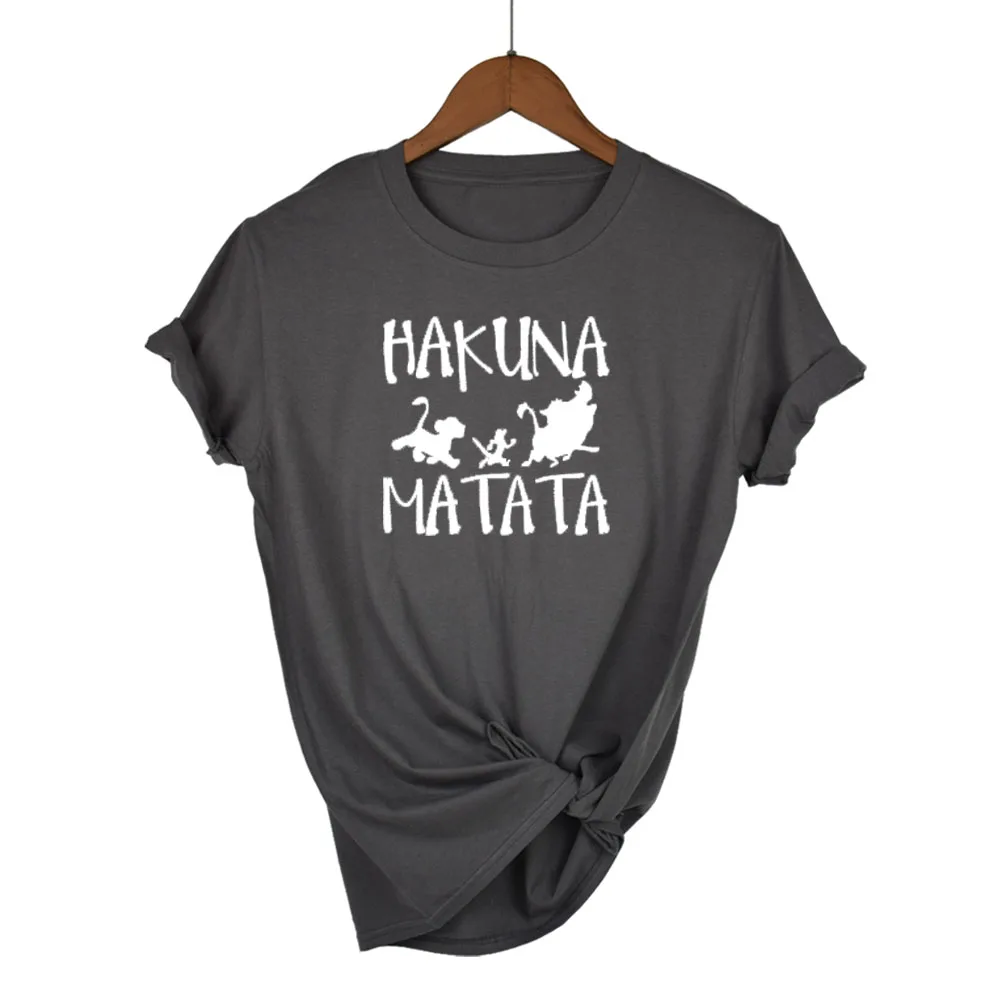 Новинка, футболка s для женщин, Hakuna Matata, Ulzzang, принт Король Лев, футболка для отдыха, круглый вырез, короткий рукав, футболка