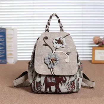 

Hot Vintage String Appliques women traveller backpacks!Nice animal printed lady zipper&Hasp backrack Versatile canvas backruck
