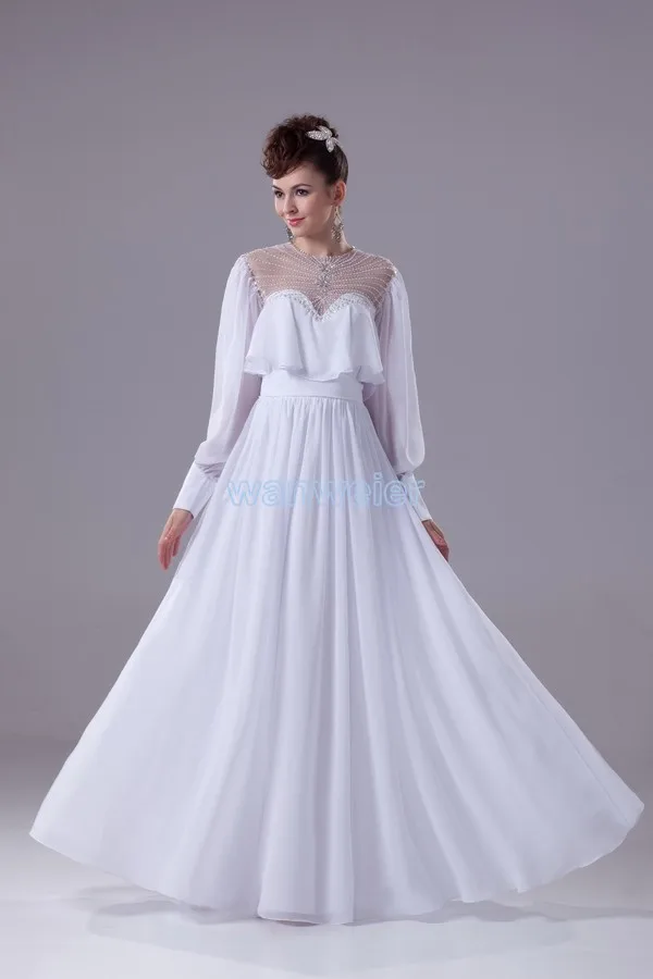 

free shipping formal gown 2016 new custom color/size long sleeve beading with jacket white plus size Mother of the Bride Dresses