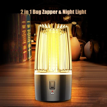 

2 in 1 Mosquito Lamp Mosquito Trap with Nightlight Hidden Hook Mosquito Killer Lamp Bug Zapper Portable Insect Trap Low Noise