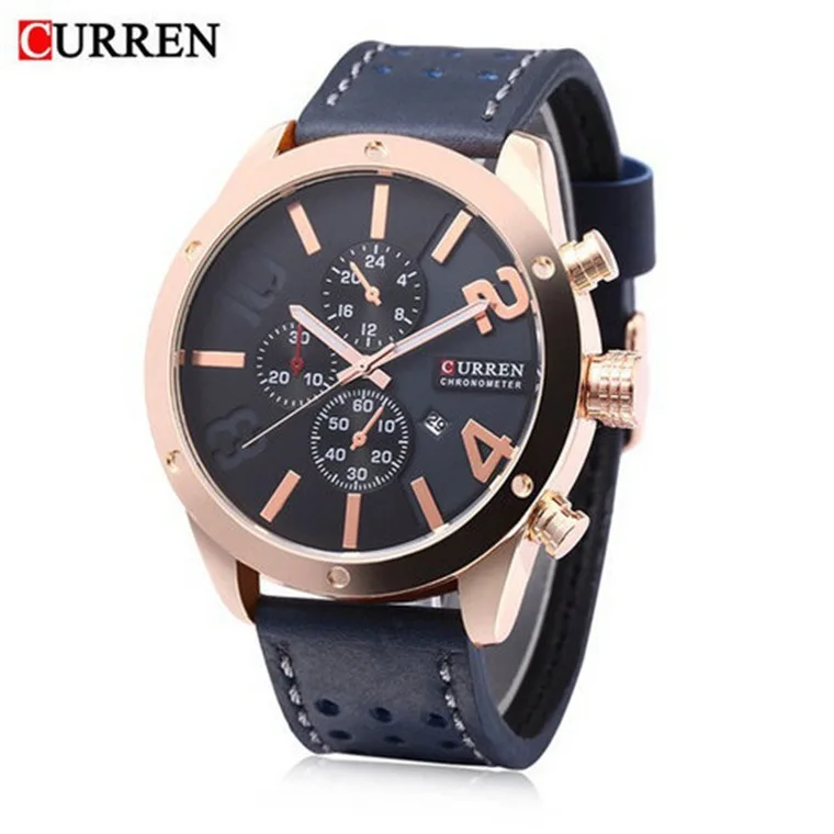 

Curren Karui En 8243 Three-Eyed Multi-functional with Calendar Outdoor Sports Leather Watch Strap Men Students Watch