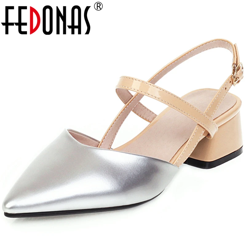 

FEDONAS 2020 New Spring Summer Women Mixed Colors Sandals Pointed Toe Front & Rear Strap Fashion Concise Casual Shoes Woman