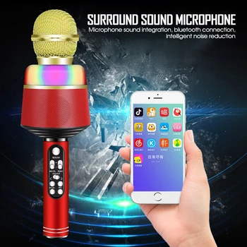 

Fashion Portable Karaoke Microphone Bluetooth Microphone Professiona Speaker Handheld Microfone Player KTV Speaker Home Dropship