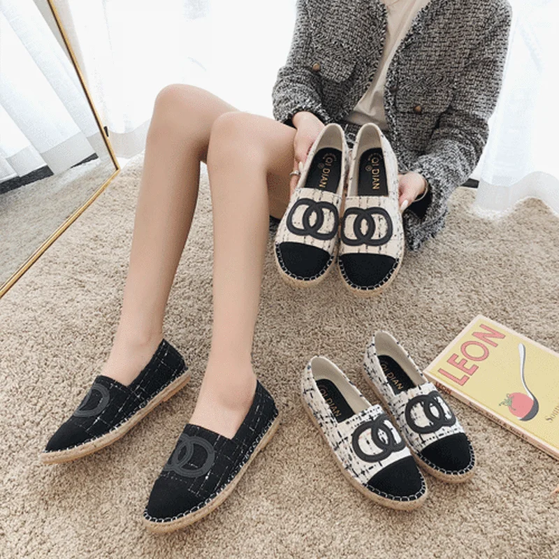 

Autumn Famous Design Spring female loafers Jute Sole slip-on fashion Fisherman shoes high quality Handmade Women flats G-43