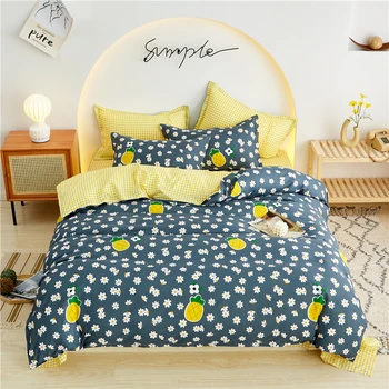 

Black bedding sets,White daisy pattern With Pillowcase 220×240 duvet cover Set，200×230 Quilt Cover,King Size Blanket cover 2020