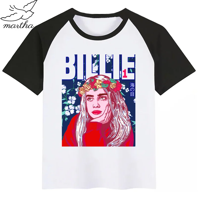 BoysGirls Billie Eilish/футболка с мультяшным принтом; детская забавная одежда; детская летняя футболка с короткими рукавами для малышей