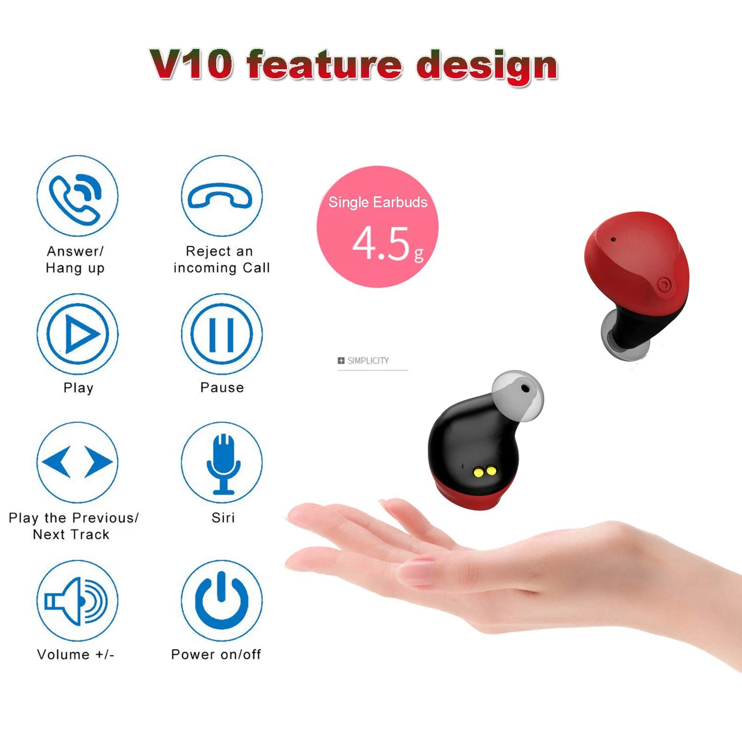 V10-Tws Bluetooth 5.0 Headphone Stereo Wireless Headset Deep Bass Earbuds Mini Earphone With Mic Charging Box Earpiece Headphone