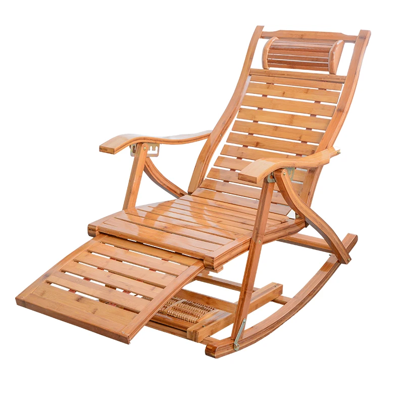 

Bamboo Rocking Chair Home Balcony Elderly Casual Folding Chair Bed Office Nap Recliner Adult Lunch Break Free Chai