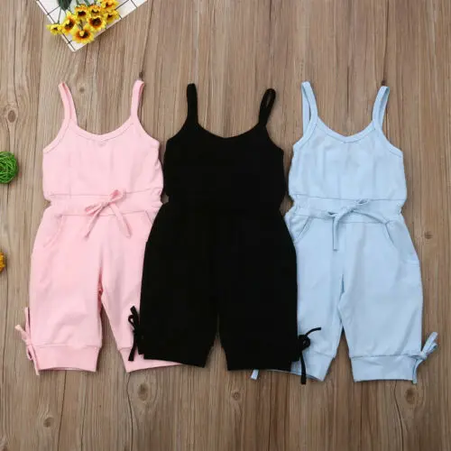 Children Summer Clothing 1-6Y Toddler Baby Girl Romper Bib Pants Sleeveless Romper Overalls Cropped Jumpsuits