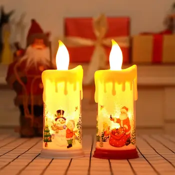 

Christmas LED Simulation Candle Light Realistic Candle Lighting Effect Battery Powered Night Light With Exquisite Patterns