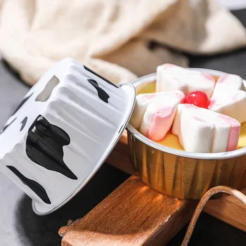 

20pcs High quality aluminum foil round cake cup creative ice cream pudding jelly jar dessert packaging box with transparent lid