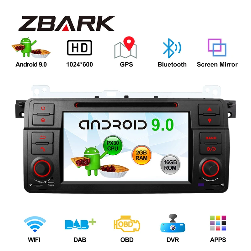 

Android 9.0 RAM 2GB 2DIN 7" Car DVD Multimedia Player for BMW E46 M3 2000 2001 2002 2003 2004 2005 2006 Rover 75 MG ZT YH46PX30