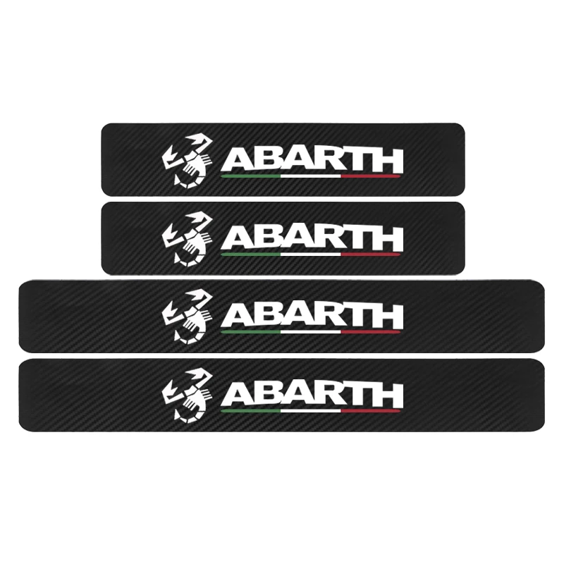 Автомобильный Стайлинг Abarth, 4 шт., наклейки с итальянским флагом, углеродное волокно, защита порога автомобиля, наклейка для Fiat Viaggio Punto 124 125 500 - Название цвета: Черный
