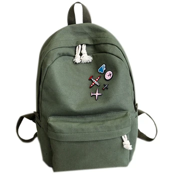 

Solid Color Canvas Shoulder Bag College Wind Student Bag Children Backpack Girl