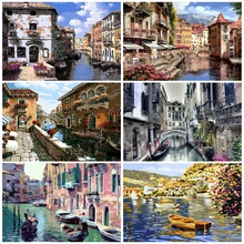 HUACAN картины по номерам Венеция Пейзаж краски холст окраска маслом ing город ручная краска ed украшение дома