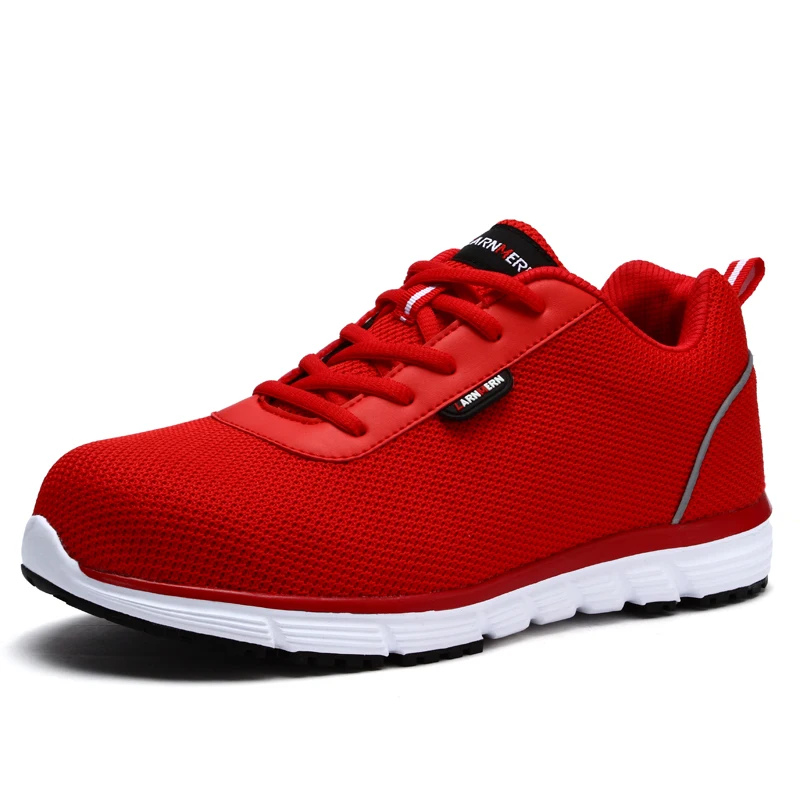 MODYF/Женская рабочая обувь со стальным носком; легкие дышащие Нескользящие Светоотражающие повседневные кроссовки - Цвет: Red