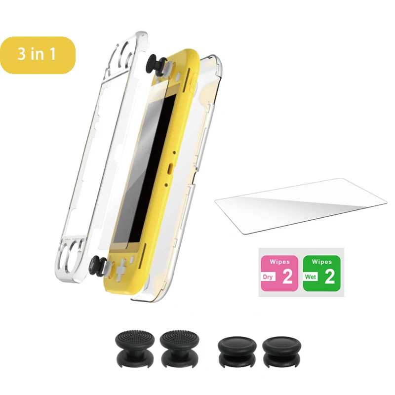 Защитный прозрачный чехол с кристаллами для kingd Switch Lite Mini, силиконовый чехол для Thumbstick, защитная пленка из закаленного стекла 3 в 1