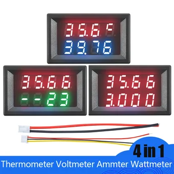 

Digital Thermometer Voltmeter Ammeter Wattmeter Dual Display 4 in 1 Digit Car Temperature Voltage Current Power Meter Tester