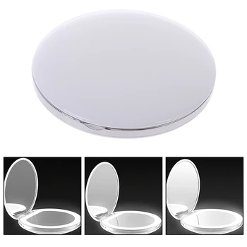 

Travel Portable Lighting Magnifying Mirror New Foldable LED Light Mini Makeup Mirror Compact Pocket Face Lip Cosmetic Mirror