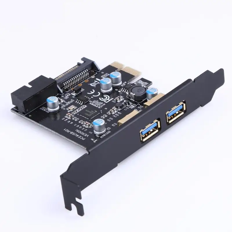PCI-E к USB 3,0 2 порт PCI Express карта расширения 19-контактный разъем питания для Windows 10/8/8,1/7/Vista/XP 32/64-bit