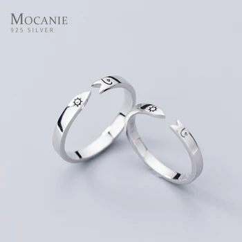 

Macanie Classic 925 Sterling Silver Simple Sun Moon Ring for Men Women Free Size Ring Couple Style Fine Jewelry Valentine's Gift