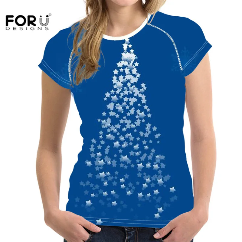 FORUDESIGNS/Модная стильная забавная летняя футболка с Рождеством Женская Винтажная Футболка Harajuku с деревом новая футболка Camisetas Verano Mujer - Цвет: RI221BV