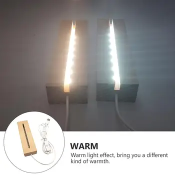 

LED Night Light Lamp Solid Wood LED Light Base LED Energy-Saving Bar Rectangular Acrylic Art Display Stand Lamp Night Light