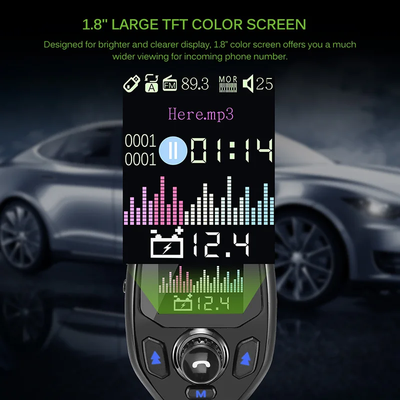 Bluetooth 5,0 5V 3.1A fm-передатчик напряжение батареи двойное USB зарядное устройство с голосовыми подсказками модулятор Bluetooth адаптер