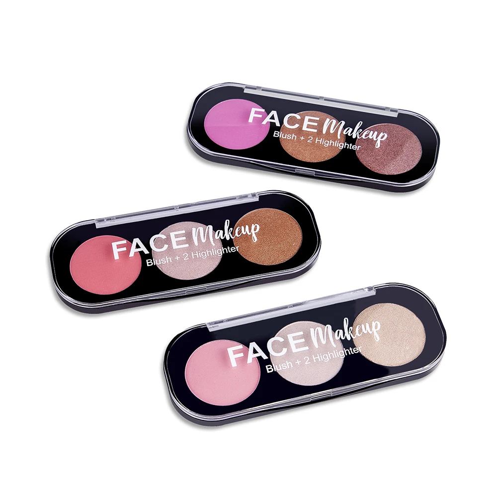

3 Colors Blush Palette Highlighter Cheek Natural Blusher Face Base Mineral Makeup Blusher