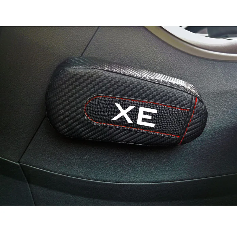 Автомобильный Стайлинг для Jaguar Xe 1 шт., углеродное волокно, кожа, подушка для ног, наколенник, подлокотник, Накладка для интерьера, автомобильные аксессуары