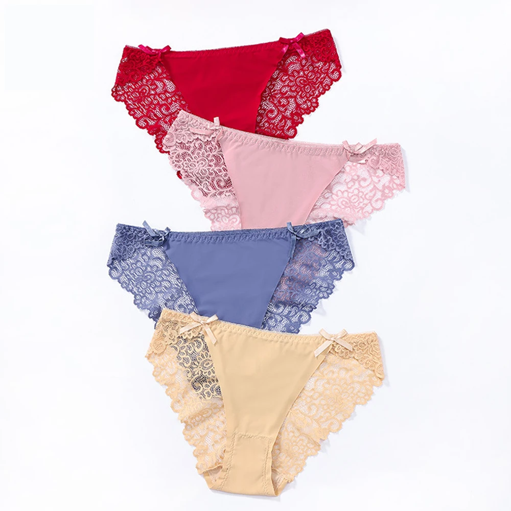 

Women's Cotton Crotch Bikini Panty Sexy Lace Underwear No Muffin Top Brief Ladies Panties Lingerie Undergarments Multipack