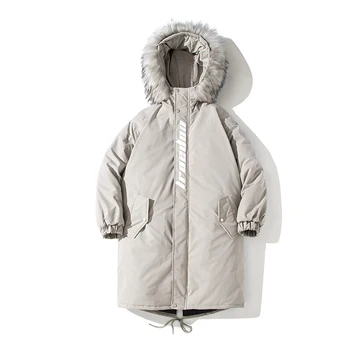 

Mens Winter Jacket Fur Collar Hooded Coat Thick Long Coat Men Parkas Down Jacket Cotton Inside Warm Plus Size 4XL 5XL