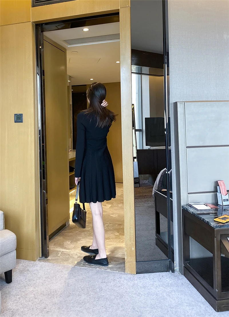 Женское платье, тонкое, элегантное, однотонное, без бретелек, трикотажное, Vestido, облегающее, с длинным рукавом, пуловеры, Robe Femme, Роскошный джемпер, Повседневный, зимний