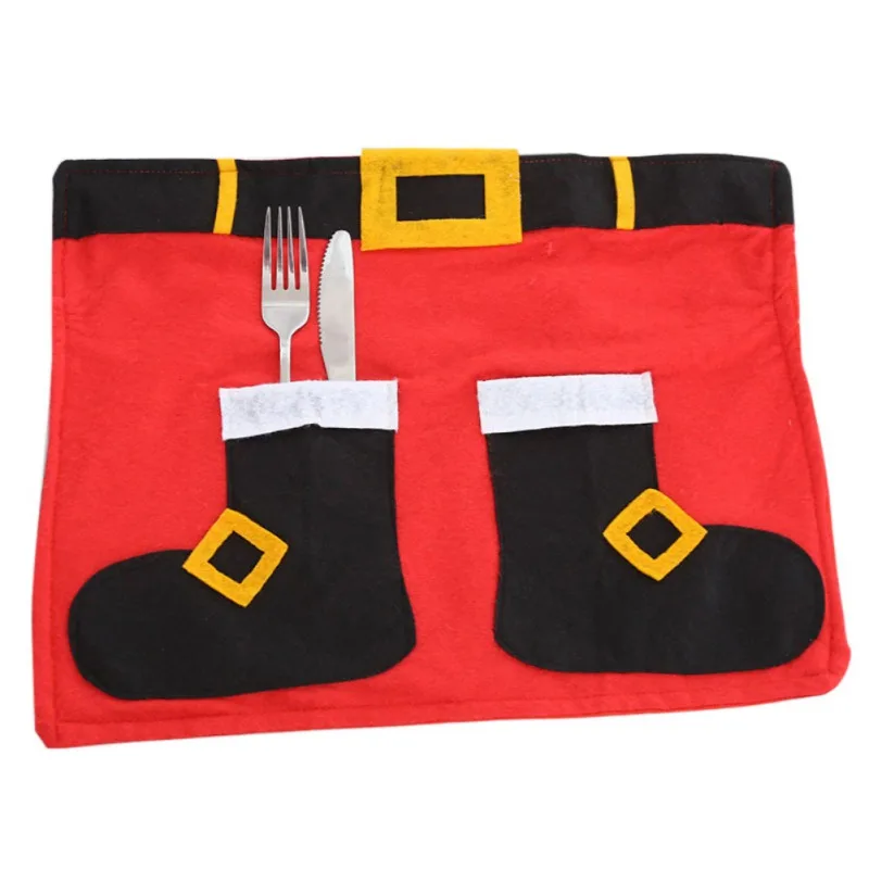 

Christmas Cartoon Table Mat Bowl Knives Fork Placemat Table Decor Mat For Xmas Dinner Party Home Table Decor 1PC