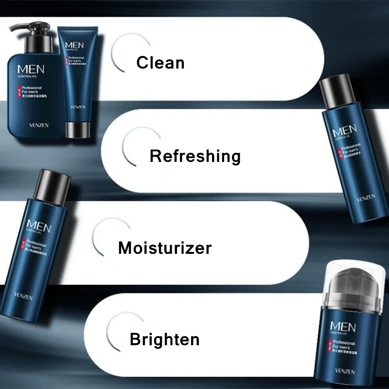 Skup Zestaw do makijażu twarzy Hot Man, zestaw kosmetyków dla mężczyzn, korektor przeciwzmarszczkowy Toner do kontroli oleju, wilgotny środek oczyszczający do twarzy