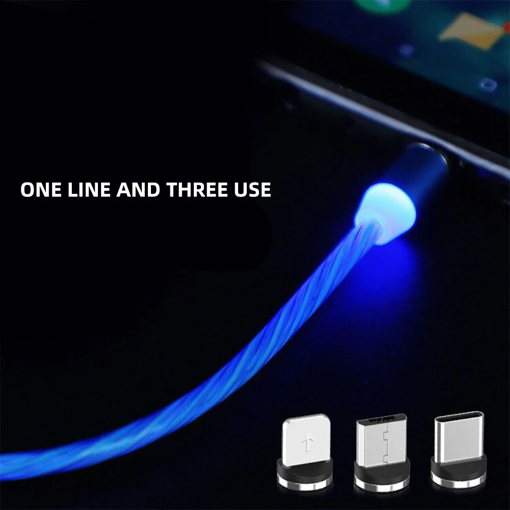 FDBRO зарядное устройство USB-C кабель для Xiaomi huawei samsung Магнитный 1 м светильник type C Micro USB светодиодный кабель передачи данных для быстрой зарядки