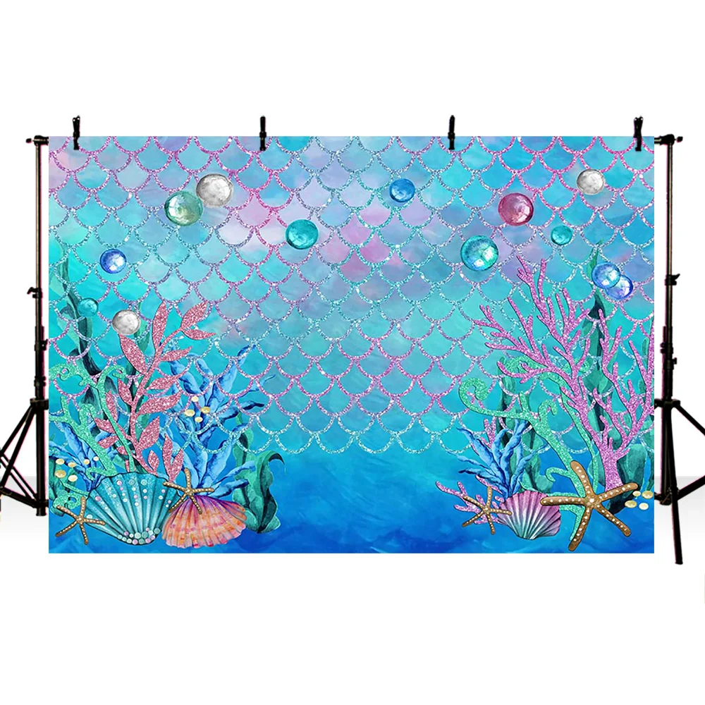 Mermaid Under Sea Bluey Backdrop Photography Ocean Castle Baby Shower Birthday Background Newborn Photo Studio Party Backdrops photo backdrop