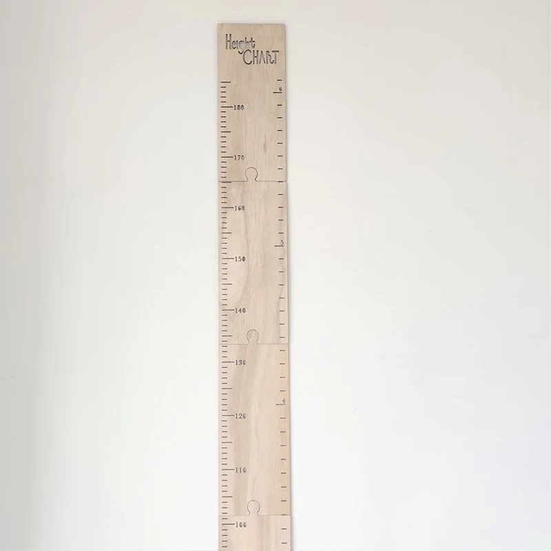 Nordic Wooden Kids Height Growth Chart Ruler Baby Children Height Gauge Room Decoration Wall Meter Measurement Stickers 60-210CM