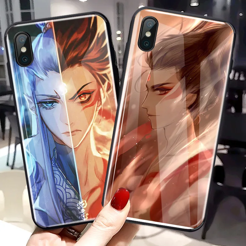 Для iPhone XS MAX XR XS i8 i8 Plus i7 i7 Plus Сказочный защитный чехол из закаленного стекла Nezha для iPhone 6 6s Plus