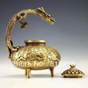 

bi00268 Chinese Vintage Handwork bronze Dragon Incense Burners