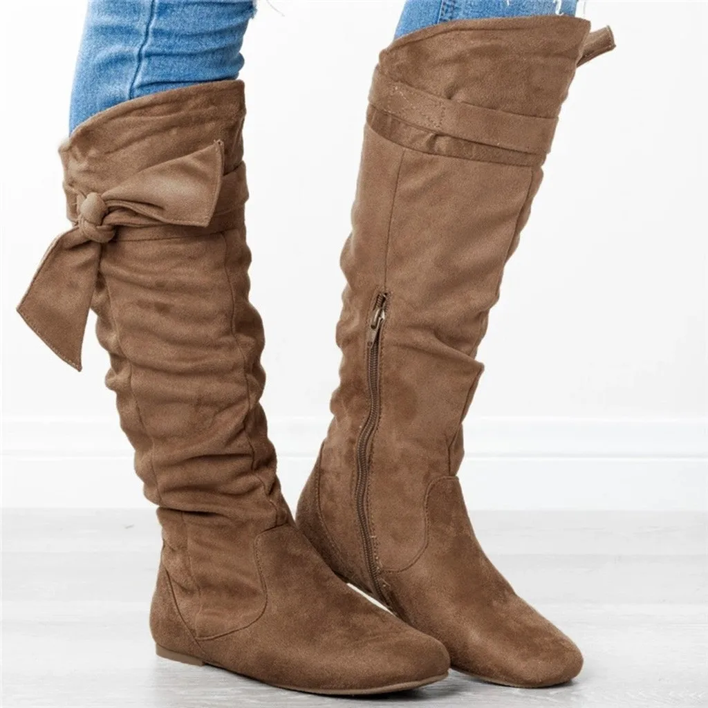 Suede Boots Women's Beautiful Knotted 
