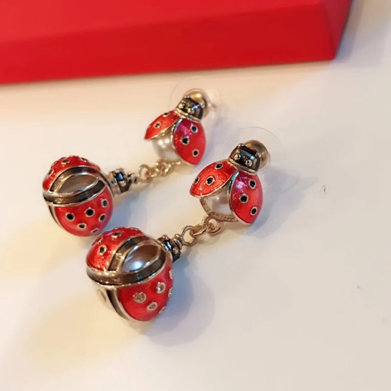 

Brand Fashion Party Jewelry For Women Red Ladybug Earrings Cute 2 Drop Ladybug Stud Earrings Party Jewelry Red Ladybug Jewelry