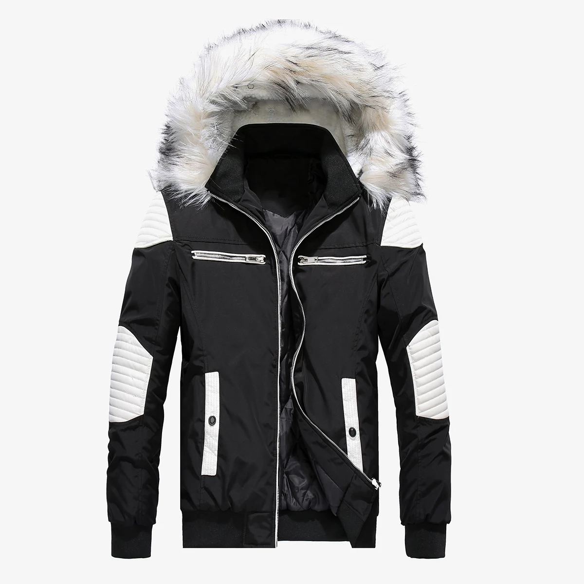 HEFLASHOR Мужская зимняя Паркер хлопковая одежда теплая Модная хлопковая стеганая куртка большой размер меховой воротник с капюшоном Куртка