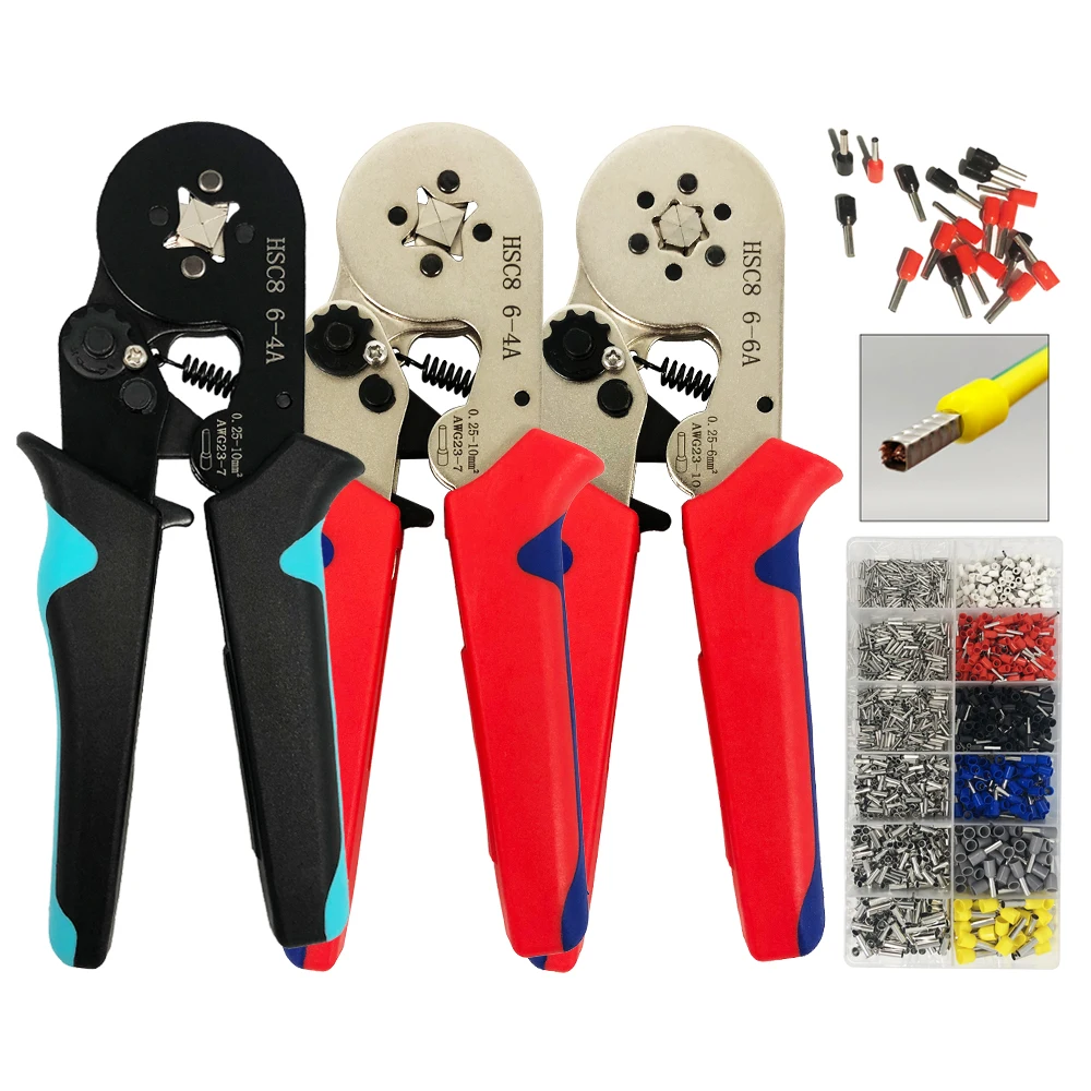 Terminal Crimping Tool Kit Electrical Crimper Plier 0.25 - 10mm2 1200Pcs Wire End Crimp Terminal Box