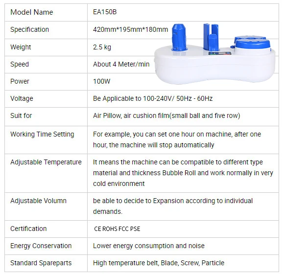 Воздушная подушка упаковочная машина Воздушная подушка машина EA150B 100 V-240 V один 20m рулон бесплатно