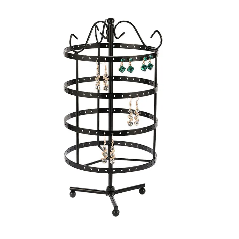 

Jewelry Display Stand Holder Four-Layer Earring Display Stand Round Practical Rotatable Jewelry Organizers